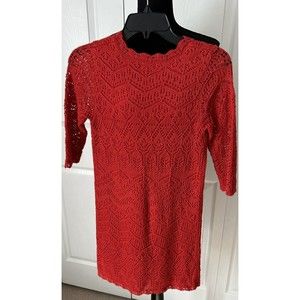Cat & Jack Red Crotchet Knit Holiday Christmas Dress, Metallic, Girls L 10/12